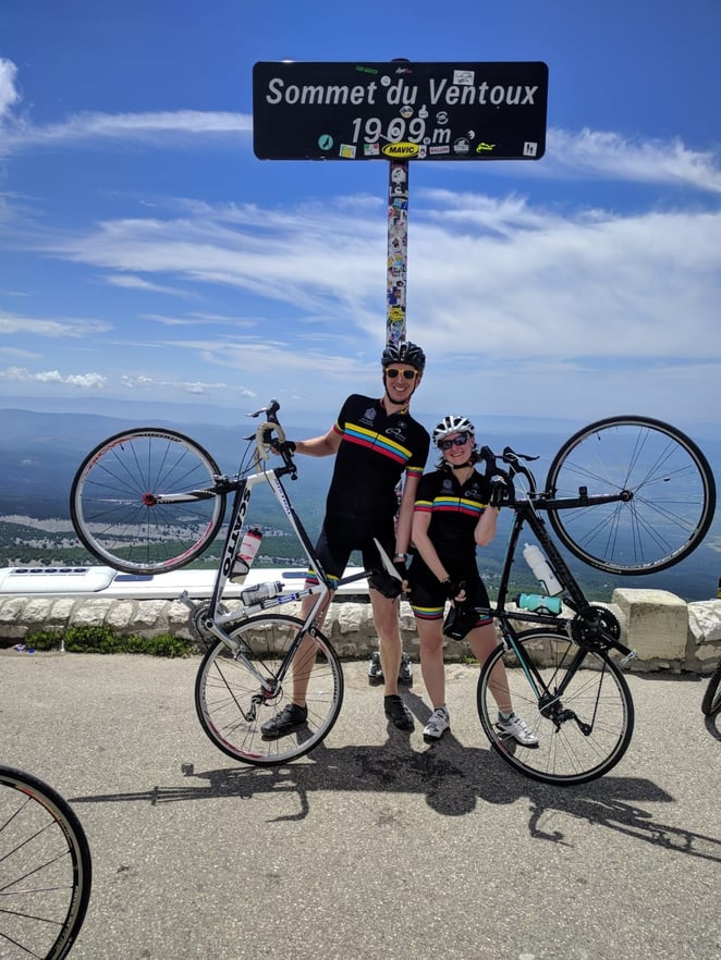 THoMer Karel and his wife on top of the Mont Ventoux