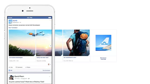 Facebook Carousel ad of KLM